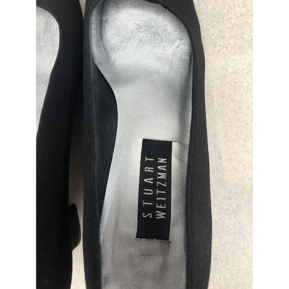 Vintage‎ Stuart Weitzman Pump Sculpted Heel Black Satin Squared Womens Size 8M - Picture 6 of 7